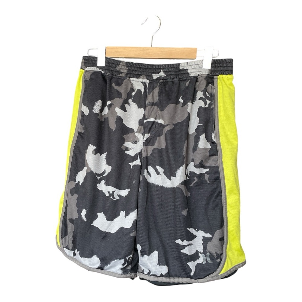 Men's Hurley Black and Gray Camo Shorts with Bright Yellow Accents